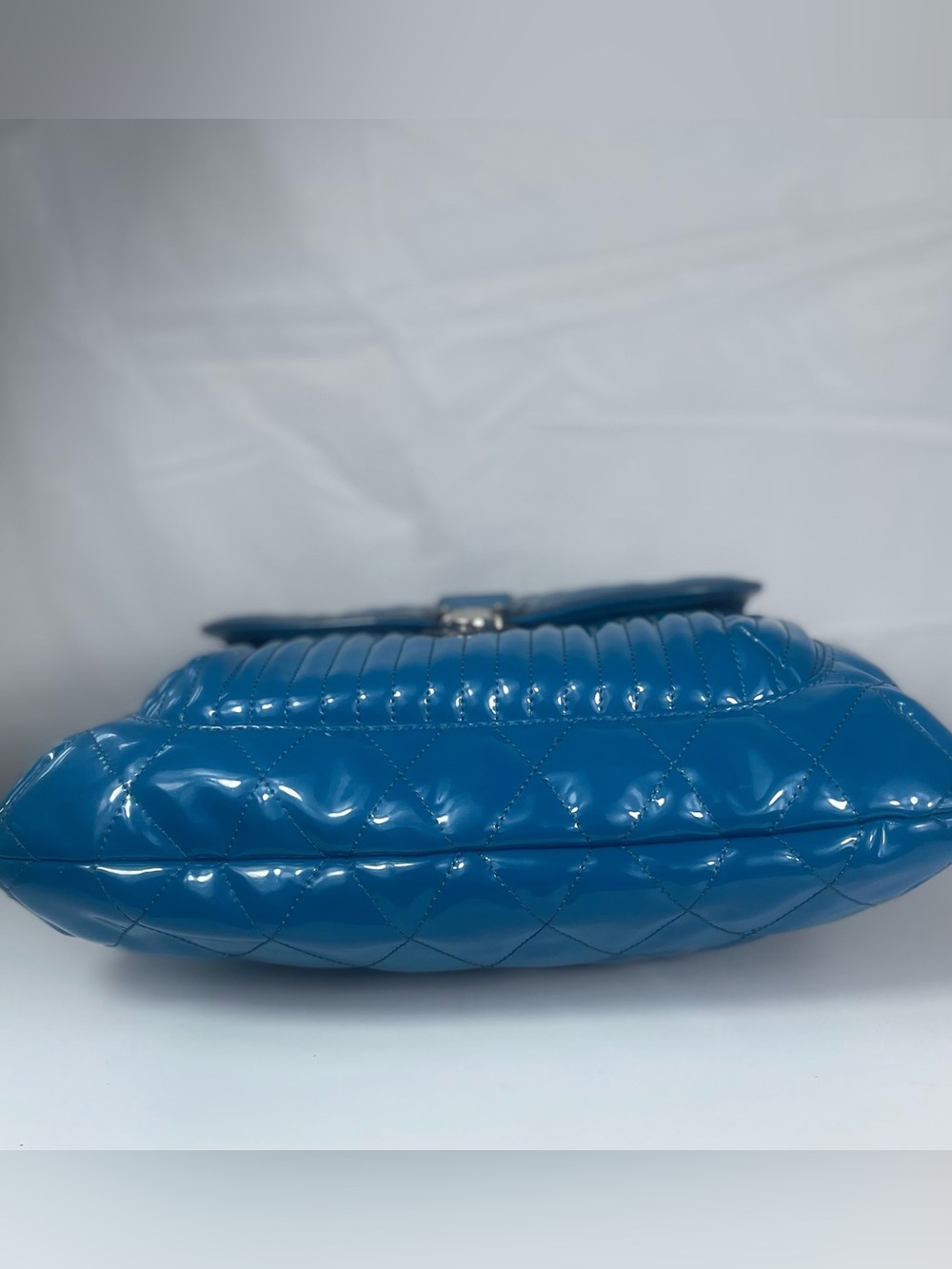 Coach Poppy Liquid Gloss Rare Teal Patent Leather Quilted Bag Y2K - Picture 3 of 14